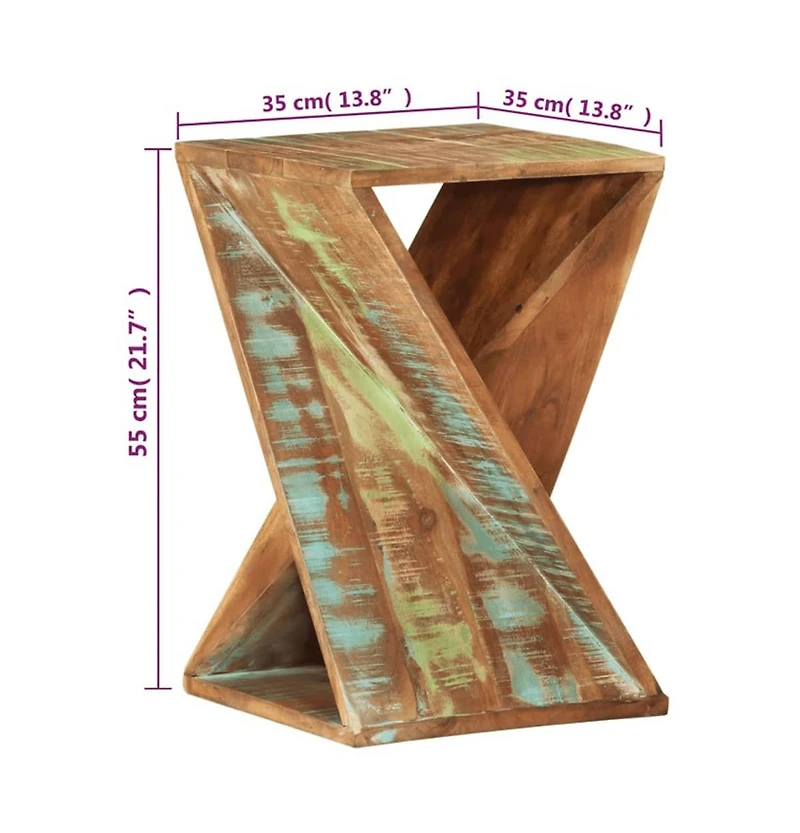 Side Table 13.8"x13.8"x21.7" Solid Wood Reclaimed