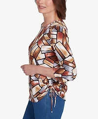 Alfred Dunner Women's Color Block Short Sleeve Top