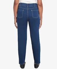 Alfred Dunner Women's Harvest Moon Super Stretch Faux Fly Denim Medium Length Pants