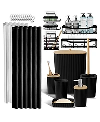 25 Piece Complete Bathroom, Vanity & Shower Accessories Set - White