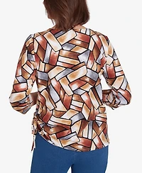 Alfred Dunner Women's Color Block Short Sleeve Top