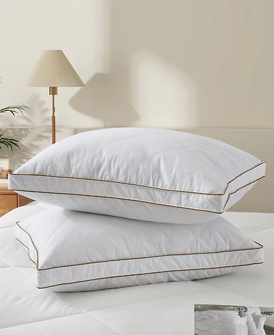 Unikome Diamond Quilted Goose Feather Gusseted 2-Pack Pillows, Queen