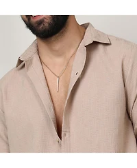 Campus Sutra Men's Beige Self-Design Intertwine Shirt