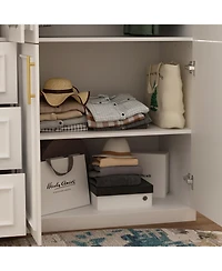 Famapy 6-Door Big Armoires with 2 Hanging Rods, 3-Drawers, Shelves