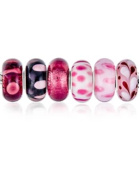 Bling Jewelry Sterling Silver Murano Glass Charm Bead Set - Shades of Red and Pink