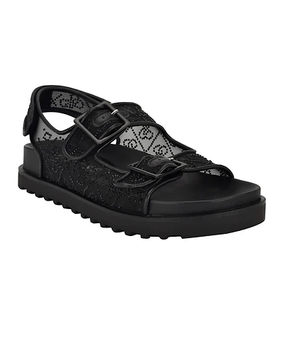 Guess Women's Frella Two Band Embellished Footbed Sandals