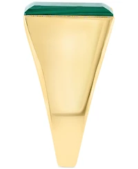 Effy Men's Malachite & Diamond (1/10 ct. t.w.) Ring in Gold-Plated Sterling Silver
