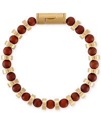 Bulova Red Jasper & Gold-Tone Stainless Steel Bracelet