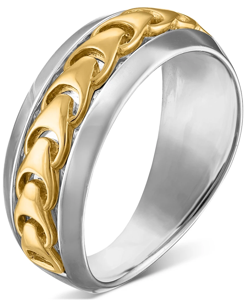 Bulova Link Ring Sterling Silver & 14k Gold