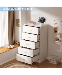 5 Drawer Dresser White Modern Wood Chest of Drawers for Bedroom