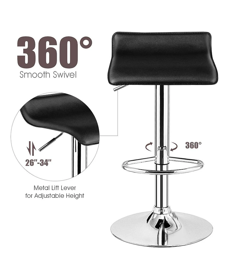 Sugift Set of 2 Modern Design Adjustable Pu Leather Backless Bar Stools