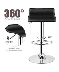 Sugift Set of 2 Modern Design Adjustable Pu Leather Backless Bar Stools