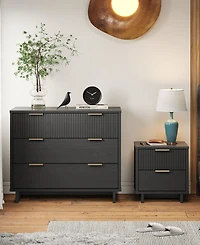 Manhattan Comfort Granville 2-Piece 3-Drawer Standard Dresser and 2-Drawer Nightstand Set