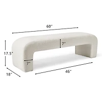 60" Boucle Look Large Bedroom Waterfall Upholstered Bench-Maison