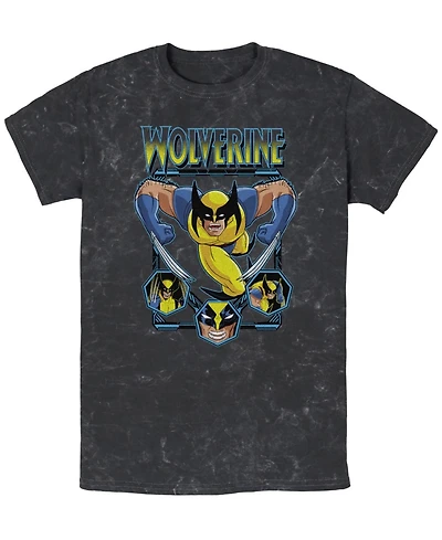 Fifth Sun Men's Wolverine Animated Attack Short Sleeve Mineral Wash Tee