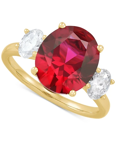 Grown With Love Lab Sapphire (5-5/8 ct. t.w.) & Diamond (3/8 Ring 14k White Gold (Also available Emerald Ruby)