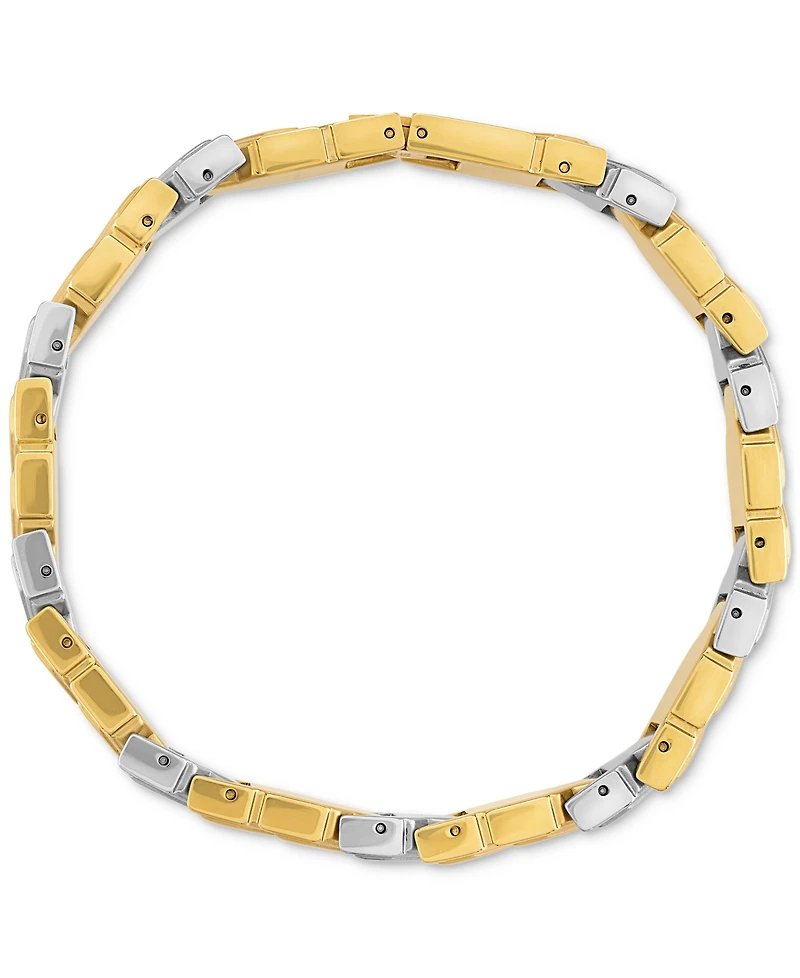 Esquire Men's Jewelry Diamond Chevron Link Bracelet (1/4 ct. t.w.) in Stainless Steel & Gold-Tone Ion-Plate, Exclusively at Macy's