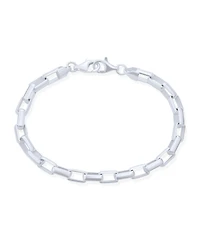Bling Jewelry 4.2MM Rectangular Box Link Bracelet For Women Polished .925 Sterling Silver 8 inch