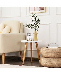 Gymax Set of 2 Round Side Table Sofa Coffee End Accent Table Nightstand Home