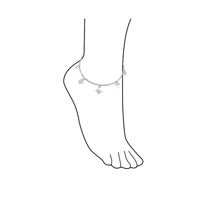 Bling Jewelry Nature Garden Multi Dangle Charm Butterfly Anklet Foot Ankle Bracelet .925 Sterling Silver Adjustable 9 To 10 Inch