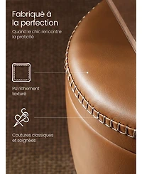 Songmics Home Mid-Century Modern Style Storage Ottoman Vanity Stool, Ink Black