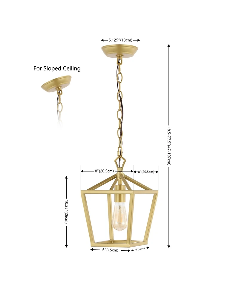 Jonathan Y Oslin 8" 1-Light Vintage Farmhouse Iron Chain Pagoda Led Pendant