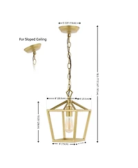 Jonathan Y Oslin 8" 1-Light Vintage Farmhouse Iron Chain Pagoda Led Pendant