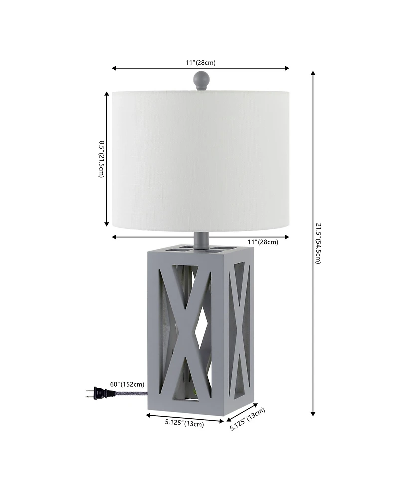 Jonathan Y Stewart 21.5" Farmhouse Wood Led Table Lamp, Black (Set of 2)