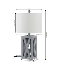 Jonathan Y Stewart 21.5" Farmhouse Wood Led Table Lamp, Black (Set of 2)