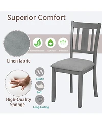 Wooden Dining Chairs Set of 4, Kitchen Chair with Padded Seat, Upholstered Side Chair for Dining Room, Living Room, Gray