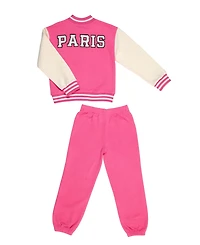 Paris Hilton Little Girls Sporty Paris Varsity Jacket and Jogger Pants 2 Piece Lounge Set