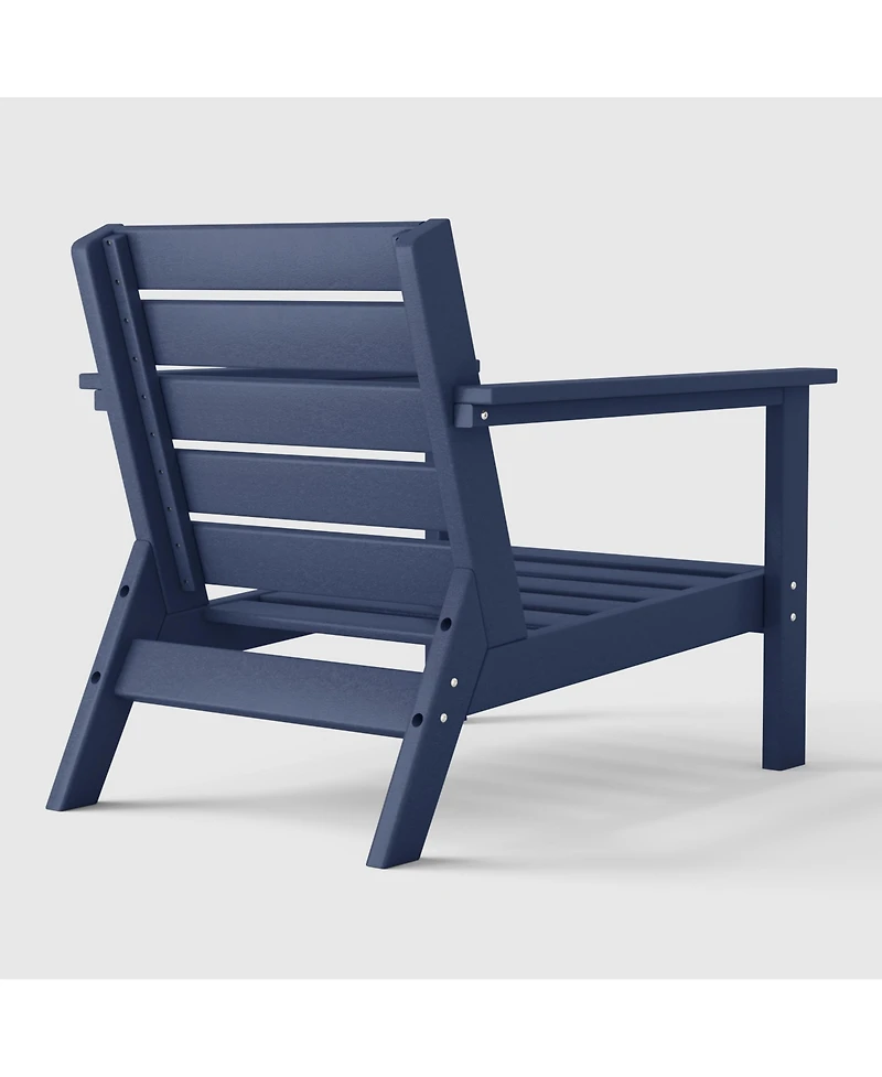 WestinTrends Outdoor Modern Hdpe Patio Navy Blue Club Chair with Deep Seat Cushions