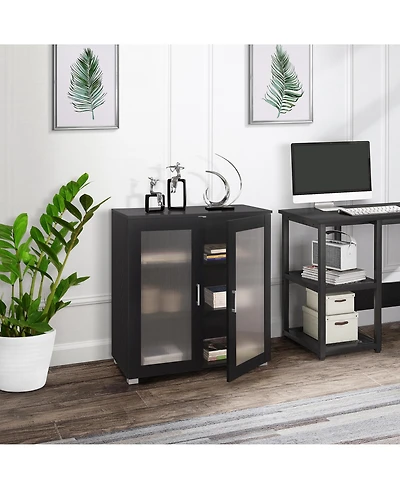 Kings Brand Furniture 2-Door Accent Storage Cabinet, Sideboard Buffet Floor Cupboard for Kitchen, Dining Room, Living Entryway