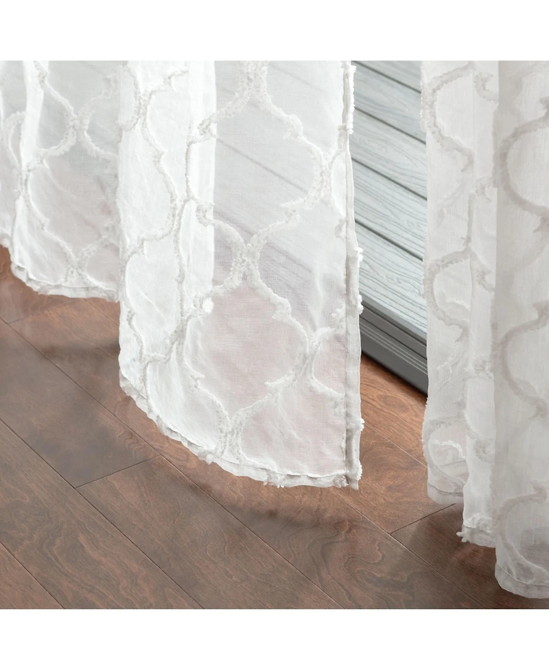 Chanasya Premium 2-Panel Moroccan Embroidered Design Textured Sheer Curtain Panels