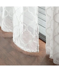 Chanasya Premium 2-Panel Moroccan Embroidered Design Textured Sheer Curtain Panels