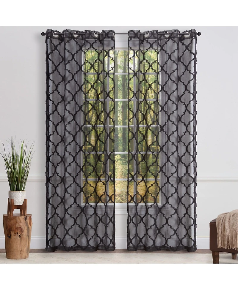 Chanasya Premium 2-Panel Faux Linen Shimmer Textured Sheer Curtain Panels