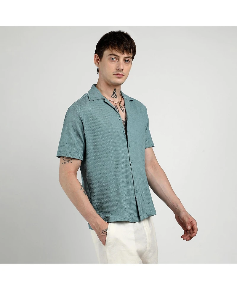 Men's Teal Green Micro Zig-Zag Shirt