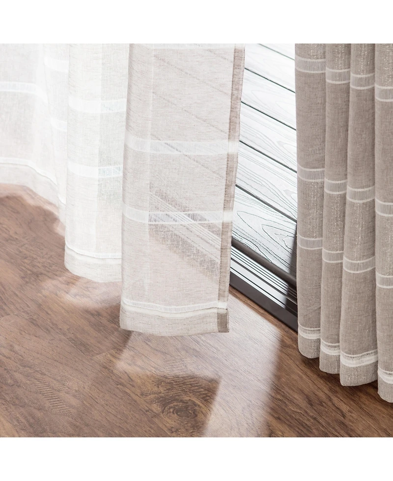 Chanasya Premium 2-Panel Faux Linen Shimmer Textured Sheer Curtain Panels