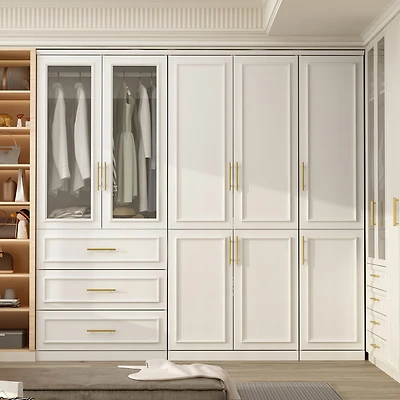 Famapy 8-Door Big Armoires with Hanging Rods, Drawers, Shelves