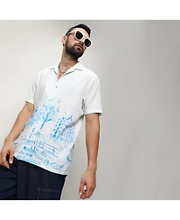 Men's Chalk White:Azure Blue Landscape Strokes Shirt