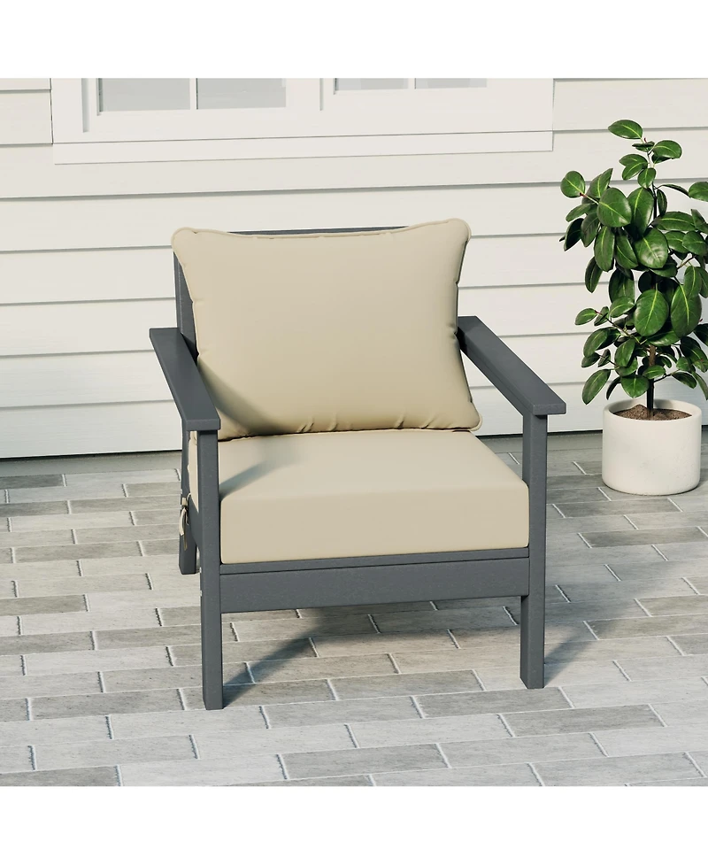 WestinTrends Outdoor Modern Hdpe Patio Gray Club Chair with Deep Seat Cushions