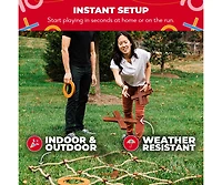 Swooc Games - Giant Wooden Tic Tac Toe Game (All Weather) | 3ft x 3ft | Big Wood X & O Pieces with Rope Game Board | Tic Tac Toe Board