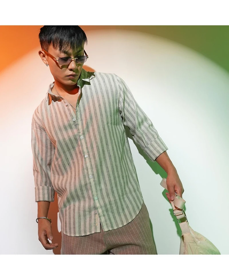 Men's Moon Grey Heathered-Stripe Shirt