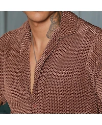 Campus Sutra Men's Chocolate Brown Puffy-Textured Shirt