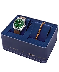 Fossil Men's Everett Three-Hand Date Brown Leather Watch and Bracelet Set, 42mm