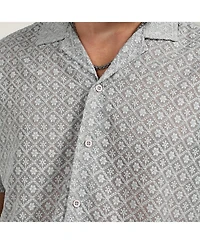 Men's Moon Grey Floral Embroidered Shirt