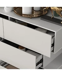 Homsee High Gloss White Wood 6-Drawer Chest of Drawers