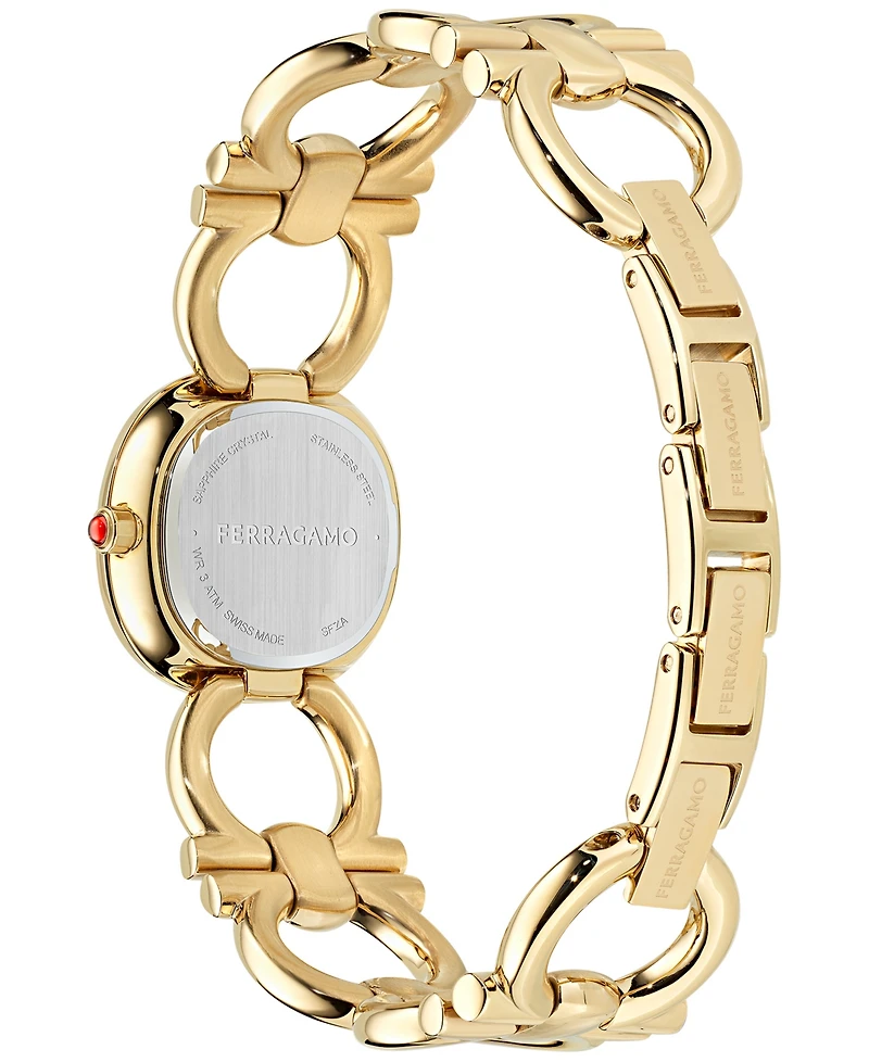 Ferragamo Women's Double Gancini Gold Ion Plated Stainless Steel Link Bracelet Watch 25mm