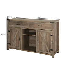 Homcom Retro Farmhouse Sideboard Storage Buffet Cabinet, Distressed