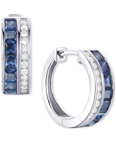 Ruby (1-5/8 ct. t.w.) & Diamond (1/4 Small Hoop Earrings 14k Gold, 0.5 (Also available Emerald Sapphire)